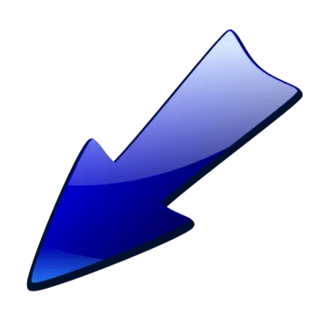 a blue arrow on a white background