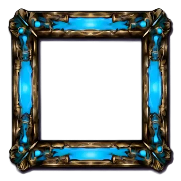 a blue and gold frame on a white background