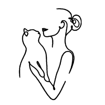 a black and white drawing of two cats