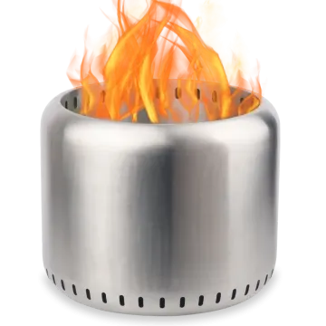 a stainless steel fire pit on a white background