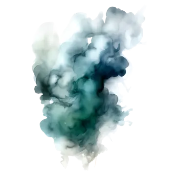 a blue and green ink cloud on white background
