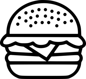 a black and white image of a hamburger