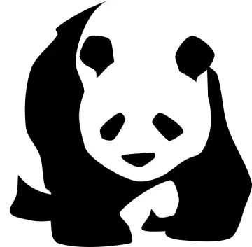 a panda bear silhouetted on a white background