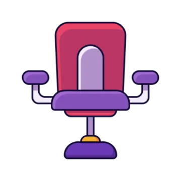 a red office chair on a white background