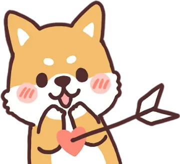 a cartoon dog with a heart in its mouth