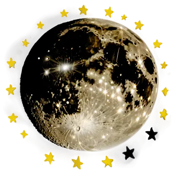 a full moon with stars in the sky