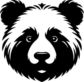 a black and white panda face
