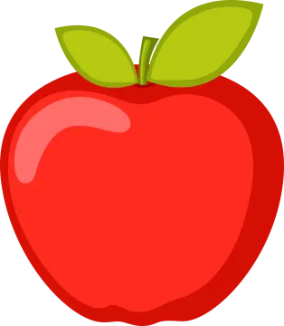 an apple with a green leaf on top