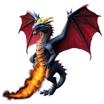 a fire breathing dragon on a white background