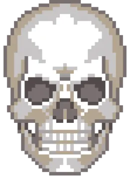 an image of a skull in pixel style