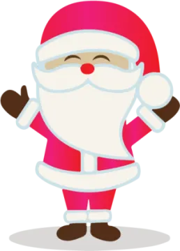 a cartoon santa claus with his hands up