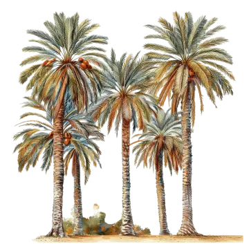 three palm trees on a white background