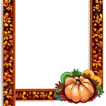 a frame with autumn leaves and pumpkins vector