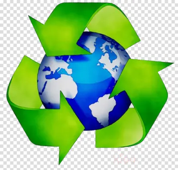 a green recycling symbol with the earth inside