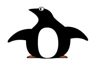 a black and white penguin with an orange beak