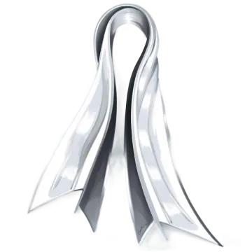 a silver ribbon on a white background