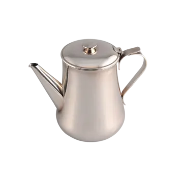 a stainless coffee pot with a lid