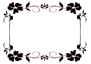 a black and white frame with red flowers