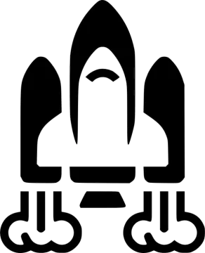 a black and white image of a rocket