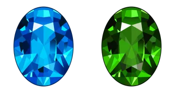 a pair of blue and green gems