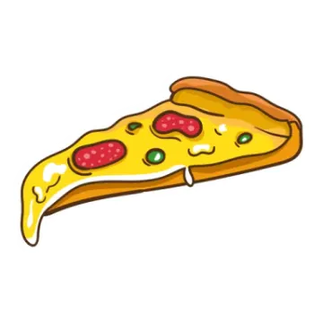 a slice of pizza on a white background