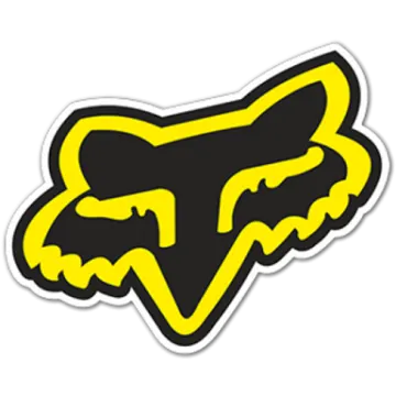 a yellow and black fox head sticker