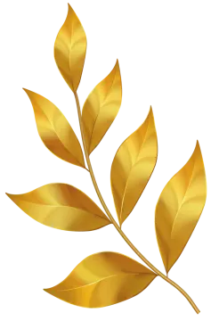golden leaves on white background
