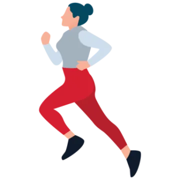 a woman running on a white background