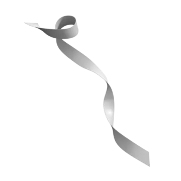 a silver ribbon on a white background