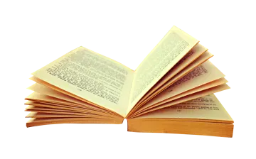 an open book on a white background