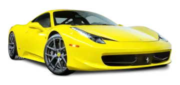 a yellow sports car on a white background