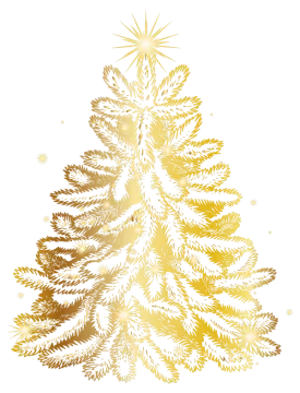 a gold christmas tree on a white background