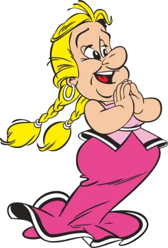an image of a cartoon girl in pink pants