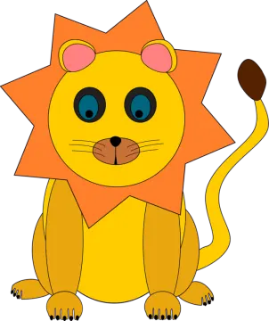 a cartoon lion sitting on the ground