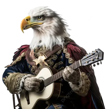 an eagle playing a guitar