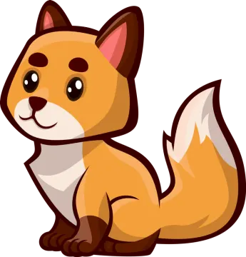 a cartoon fox sitting on the ground