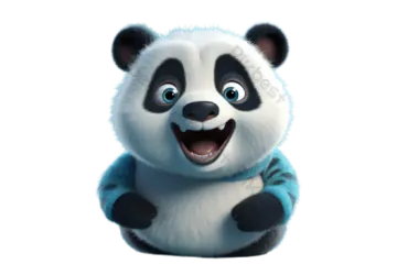 a cartoon panda bear sitting on the ground
