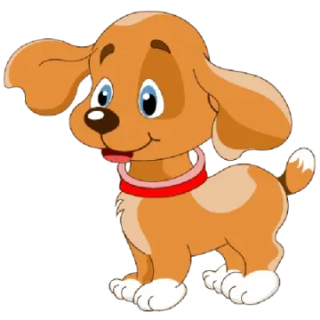 a cartoon dog with a red collar