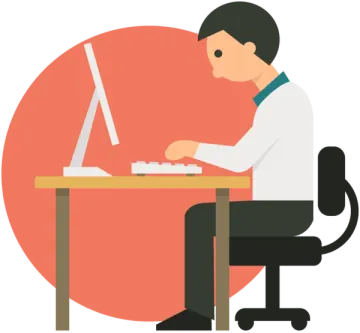 a person sitting at a desk with a laptop