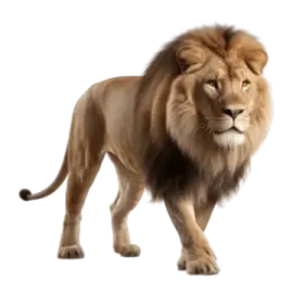 a lion standing on a white background
