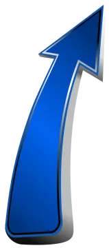a blue arrow pointing up to the right