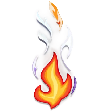 a white fire with red and orange flames
