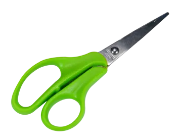 a pair of green scissors on a white background