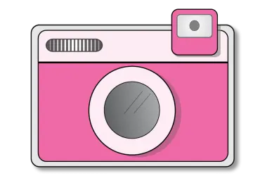 a pink camera on a white background