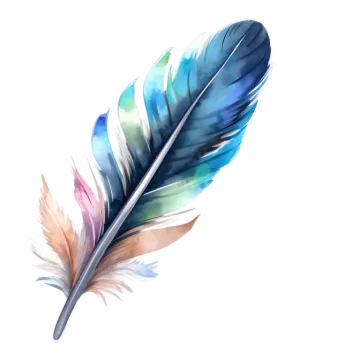 a watercolor feather on a white background