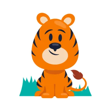 a cartoon tiger sitting in the grass