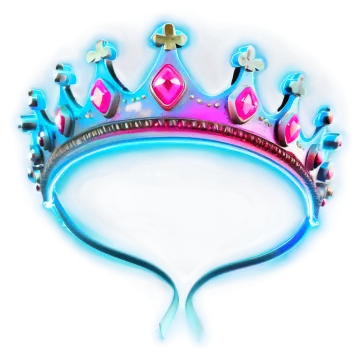 a pink and blue crown on a white background