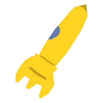 a yellow rocket on a white background