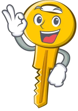 key cartoon character with ok gesture