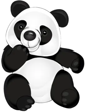 a black and white panda bear sitting on the ground